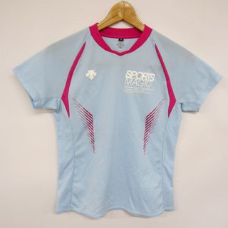 デサント 半袖Tシャツ ロゴ トップス スポーツウェア サッカー バレー トレーニング レディース Mサイズ ブルー DESCENTE(Tシャツ(半袖/袖なし))