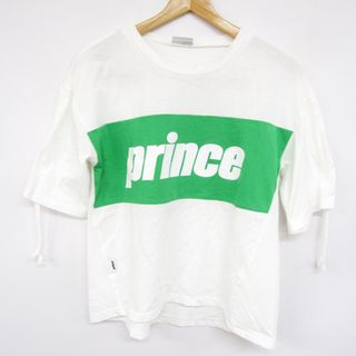 プリンス 半袖Tシャツ ロゴT ラウンドネック トップス スポーツウェア テニス レディース Mサイズ ホワイト prince(Tシャツ(半袖/袖なし))