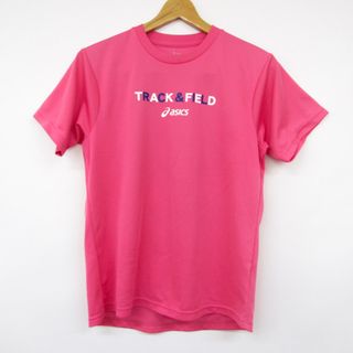 アシックス(asics)のアシックス 半袖Tシャツ バックプリント 陸上 スポーツウェア トップス レディース Mサイズ ピンク asics(Tシャツ(半袖/袖なし))