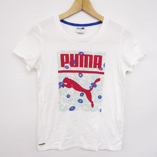 プーマ(PUMA)のプーマ 半袖Tシャツ 前面プリント 花柄 スポーツウェア トップス レディース Mサイズ ホワイト PUMA(Tシャツ(半袖/袖なし))