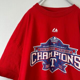 マジェスティック(Majestic)のビンテージ　古着　MLB メジャーリーグベースボール　メンズ　半袖tシャツ　赤(Tシャツ/カットソー(半袖/袖なし))