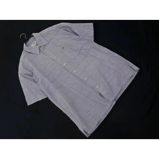 CROCODILE クロコダイル ストライプ ロゴ 刺繍 シャツ sizeM/青 ■◆ メンズ