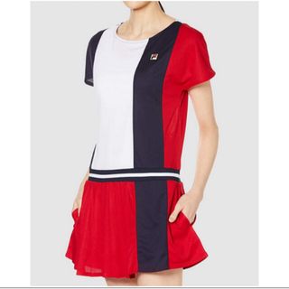 フィラ(FILA)の【極美品】フィラ テニスウェア ワンピース レディース S プリーツ ネイビー(ウェア)