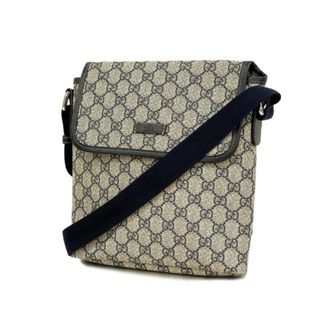 グッチ(Gucci)の【4ie5161】グッチ ショルダーバッグ/GGスプリーム/223666/PVC/レザー/ネイビー/シルバー金具 【中古】 レディース(ショルダーバッグ)