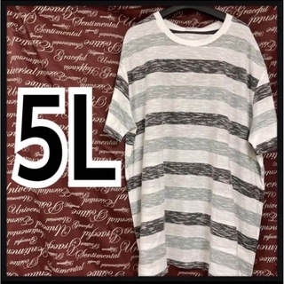 5L・裏地使いボーダーTシャツ新品/MCK-304(Tシャツ/カットソー(半袖/袖なし))