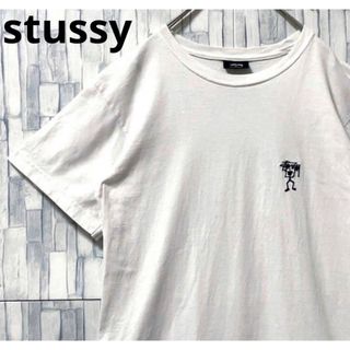 ステューシー(STUSSY)のステューシー 半袖 Tシャツ シャドーマン 刺繍ロゴ ホワイト S メキシコ製(Tシャツ/カットソー(半袖/袖なし))