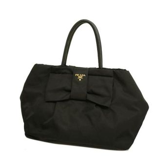 プラダ(PRADA)の【4ie5937】プラダ トートバッグ/ナイロン/ブラック/ゴールド金具 【中古】 レディース(トートバッグ)