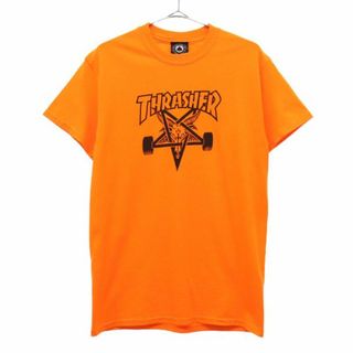 THRASHER - スラッシャー プリント 半袖 Tシャツ オレンジ THRASHER クルーネック メンズ