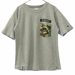 チャンピオン(Champion)のチャンピオン ワンポイントプリント 半袖 リバースウィーブ ヘビーウエイト Tシャツ SMALL グレー Champion クルーネック レディース(Tシャツ(半袖/袖なし))