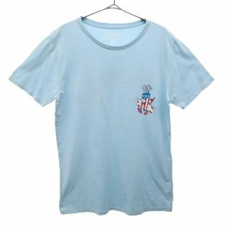 ビラボン プレミアムクオリティー プリント 半袖 Tシャツ M ブルー×レッド BILLABONG PREMIUM QUALITY メンズ(Tシャツ/カットソー(半袖/袖なし))