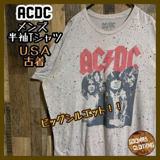 ACDC ロックバンド バンT Tシャツ 半袖 2XL 音楽 USA古着 グレー(Tシャツ/カットソー(半袖/袖なし))