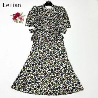 レリアン(leilian)のLeilian セットアップ 半袖ブラウス ロングスカート 花柄 コットン 9号(ロングワンピース/マキシワンピース)