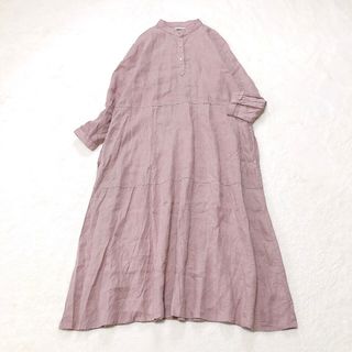 フォグリネンワーク(fog linen work)のフォグリネンワーク　ナタリー ワンピース　麻100%　シェル釦　マキシ丈　ローズ(ロングワンピース/マキシワンピース)