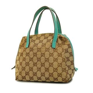 グッチ(Gucci)の【4ie6155】グッチ ハンドバッグ/GGキャンバス/124542 0416/キャンバス/ブラウン/ライトブルー/シルバー金具 【中古】 レディース(ハンドバッグ)