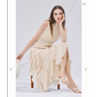 Aimeine チュールフリルドッキングワンピース アイボリーの通販 Aimeine チュールフリルドッキングワンピース アイボリーの通販