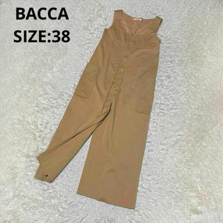 バッカ(BACCA)のBACCA コットンストレッチ タック コンビネゾン オーバーオール ベージュ(サロペット/オーバーオール)