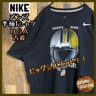 ナイキ(NIKE)のナイキ アメフト スポーツ スウッシュ USA古着 半袖 Tシャツ メンズ 黒(Tシャツ/カットソー(半袖/袖なし))