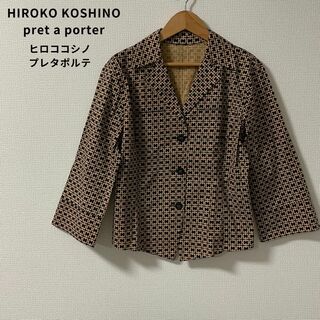 HIROKO KOSHINO - 美品★ヒロココシノプレタポルテ ジャケット モノグラム柄 ロゴ 日本製 おしゃれ