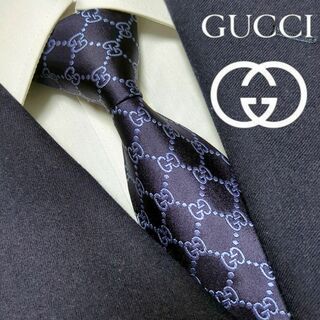 Gucci - 美品 グッチ ネクタイ GGチェーン 超人気 ハイブランド 高級シルク ビジネス