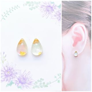 ライトグリーン10mm雫ピアス/イヤリング(ピアス)