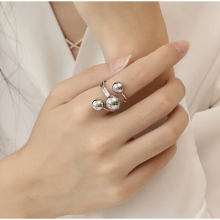 【まとめ割あり】ボール リング シルバー 指輪 ファッション 韓国 個性的 豪華(リング(指輪))