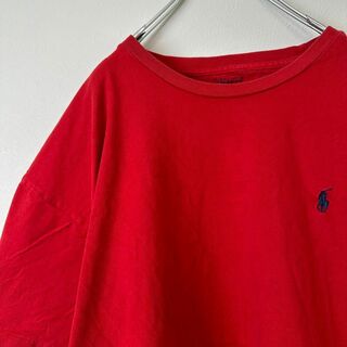 ポロラルフローレン(POLO RALPH LAUREN)のポロラルフローレン　ワンポイント刺繍ロゴ　メンズ　半袖tシャツ　Lサイズ　赤(Tシャツ/カットソー(半袖/袖なし))