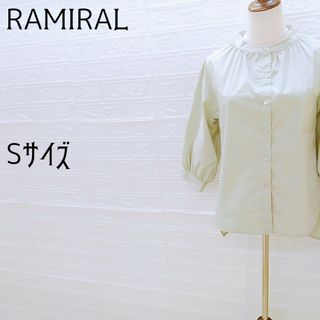 《RAMIRAL》ラミラル　バンドカラーブラウス　七分袖　オーバーサイズ　S(シャツ/ブラウス(長袖/七分))