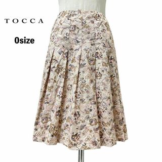 トッカ(TOCCA)の美品 TOCCA トッカ エンブロイダリー 花柄 刺繍 スカート 0  ピンク(ひざ丈スカート)