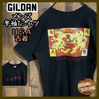 ギルタン(GILDAN)のギルダン バックプリント 半袖 Tシャツ メンズ ブラック USA古着 黒 M(Tシャツ/カットソー(半袖/袖なし))