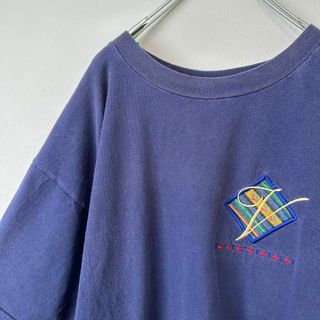 ビンテージ古着シングルステッチ　刺繍ロゴ　メンズ　半袖tシャツ Lサイズ(Tシャツ/カットソー(半袖/袖なし))