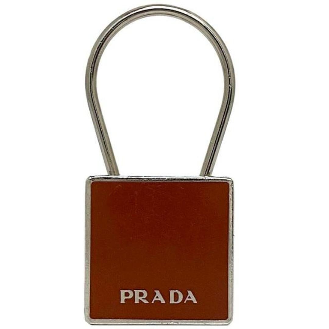 PRADA - プラダ キーリング ブラウン シルバー スクエア PRADA - プラダ キーリング ブラウン シルバー スクエア