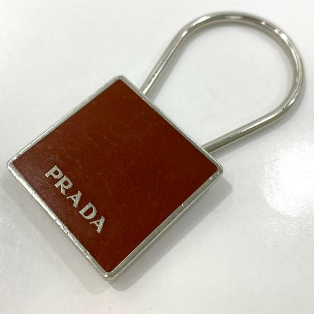 PRADA - プラダ キーリング ブラウン シルバー スクエア PRADA - プラダ キーリング ブラウン シルバー スクエア