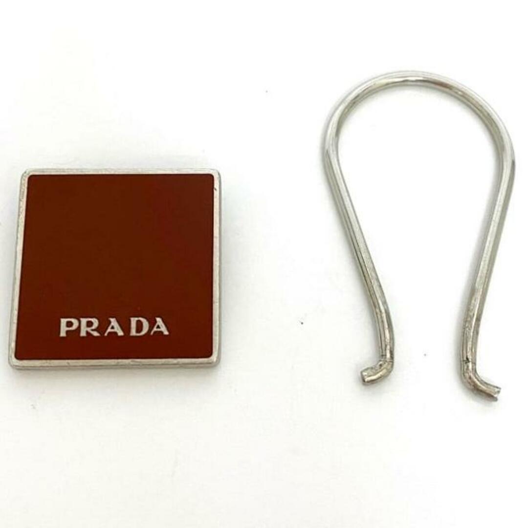 PRADA - プラダ キーリング ブラウン シルバー スクエア PRADA - プラダ キーリング ブラウン シルバー スクエア