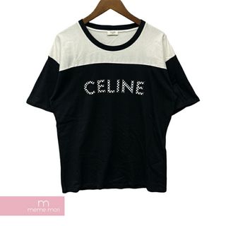 celine - CELINE 2021SS Bicolor Check Print Studs Logo Tee 2X839500O セリーヌ バイカラーチェックプリントスタッズロゴTシャツ 半袖カットソー ロゴプリント ラインストーン チェック柄 エディスリマン ブラック×ホワイト サイズS 【240531】【新古品】【me04】