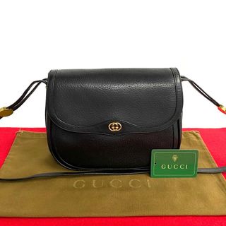 Gucci - ほぼ未使用 GUCCI オールドグッチ グッチ ヴィンテージ GG ロゴ 金具 レザー 本革 ミニ ショルダーバッグ ポシェット ブラック 68496