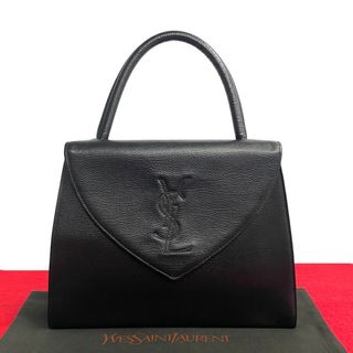 サンローラン(Saint Laurent)のほぼ未使用 YVES SAINT LAURENT イヴサンローラン YSL ロゴ ステッチ レザー 本革 ハンドバッグ ミニ トートバッグ ブラック 27146(ハンドバッグ)