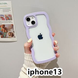 iphone13ケース　波型　 耐衝撃紫427(iPhoneケース)