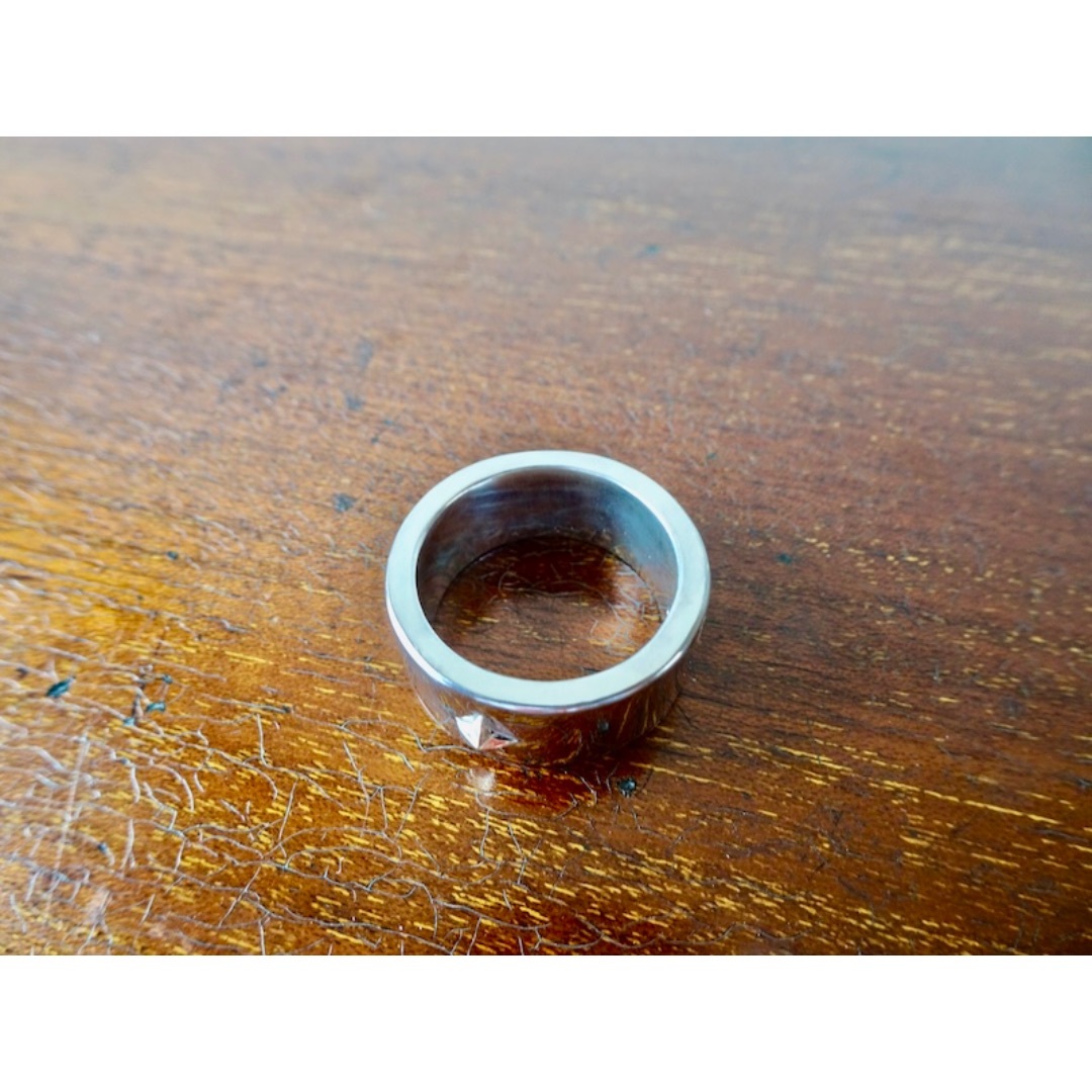 仁尾彫金『k18十字星、幅1cm、平打リング』ハンドメイド290b 仁尾彫金『k18十字星、幅1cm、平打リング』ハンドメイド290b