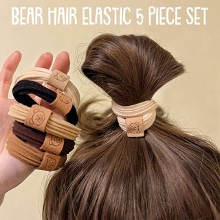 クマのヘアゴム 5本セット ブラック ブラウン ベージュ ホワイト アクセサリー(ヘアゴム/シュシュ)