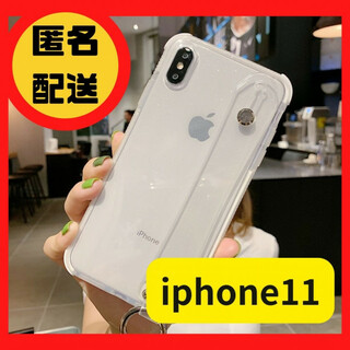 iPhone11 クリア　iPhoneケース スマホリング ハンドベルト(iPhoneケース)