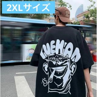 メンズTシャツ半袖トップス（ブラック/2XLサイズ）春秋シンプル英字プリント洋服(Tシャツ/カットソー(半袖/袖なし))