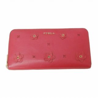 フルラ(Furla)のフルラ FURLA レザー 長財布 ロングウォレット ジッピー 花柄 赤 レッド(財布)