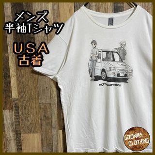 メンズ 半袖 Tシャツ 白 車 YouTube グラフィック T USA古着(Tシャツ/カットソー(半袖/袖なし))