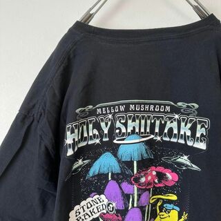 MELLOW MUSHROOM ビンテージプリント　メンズ　半袖tシャツ　黒(Tシャツ/カットソー(半袖/袖なし))