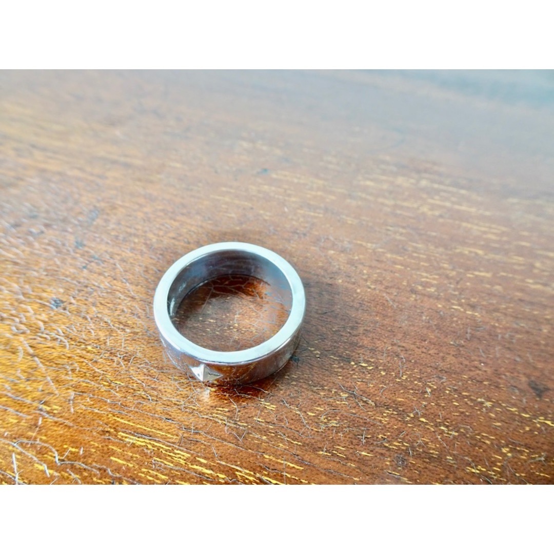仁尾彫金『k18十字星、幅7mm、平打リング』ハンドメイド291b