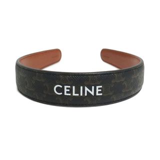 celine - セリーヌ トリオンフ ヘアアクセサリー カチューシャ カーフスキン レザー ファブリック ブラウン 茶 46Z952CCT 箱付 CELINE（新品・未使用品）