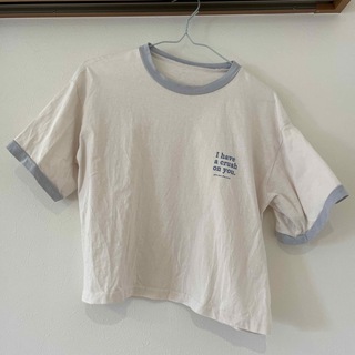 パイピングTシャツ　ショート丈　Lサイズ(Tシャツ(半袖/袖なし))
