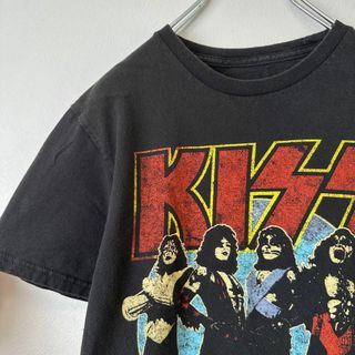 ミュージックティー(MUSIC TEE)のビンテージ　古着　KISS キス　バンドt メンズ　半袖tシャツ　黒(Tシャツ/カットソー(半袖/袖なし))