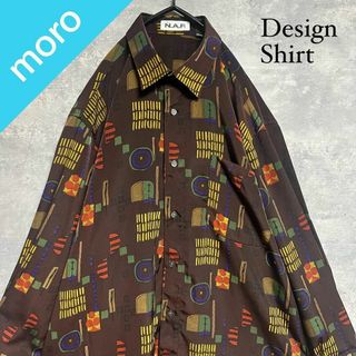 ヴィンテージ(VINTAGE)のNo.1436 VINTAGE ヴィンテージ 古着 総柄 幾何学柄 ポリシャツ(Tシャツ/カットソー(七分/長袖))