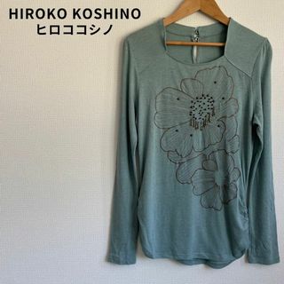 ヒロココシノ(HIROKO KOSHINO)のHIROKO KOSHINO ヒロココシノ 刺繍 デザイン 和 花柄 裾くしゅ(カットソー(長袖/七分))